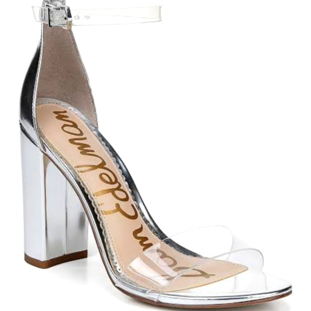 🎉HP🎉 Sam Edelman | Metallic Silver Block Heels